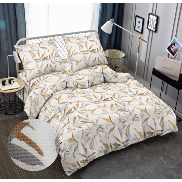 Фото - Комплект постельного белья Zastelli J3591-9 Листья золотое жатки 175х210 Разноцветный (22193)