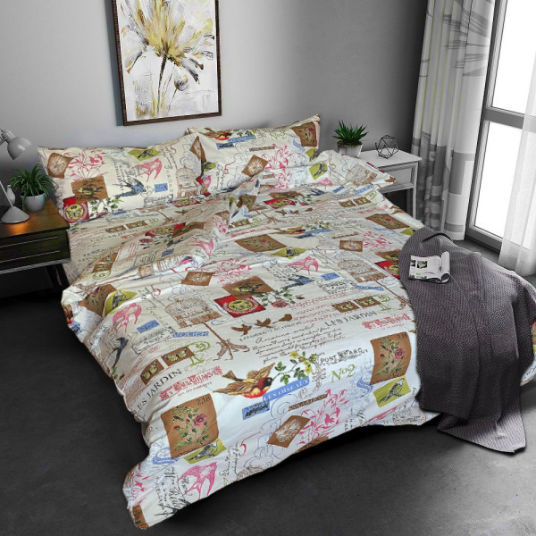 Фото - Комплект постельного белья Zastelli Птицы 7842 White бязь 200х220 см разноцветное (19751)