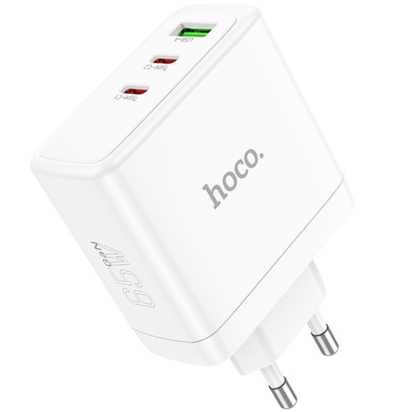 Фото - Сетевое зарядное устройство HOCO N30 Glory PD65W three-port (2C1A) White (6931474784155)