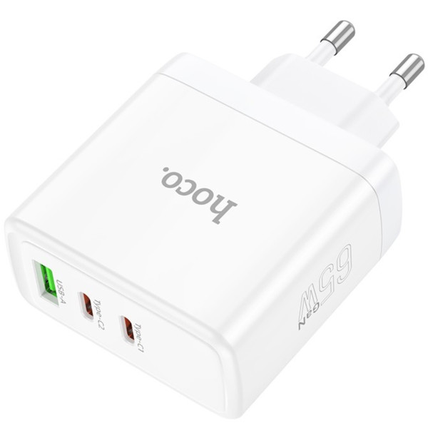 Фото - Сетевое зарядное устройство HOCO N30 Glory PD65W three-port (2C1A) White (6931474784155)