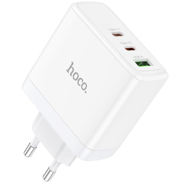Фото - Сетевое зарядное устройство HOCO N30 Glory PD65W three-port (2C1A) White (6931474784155)
