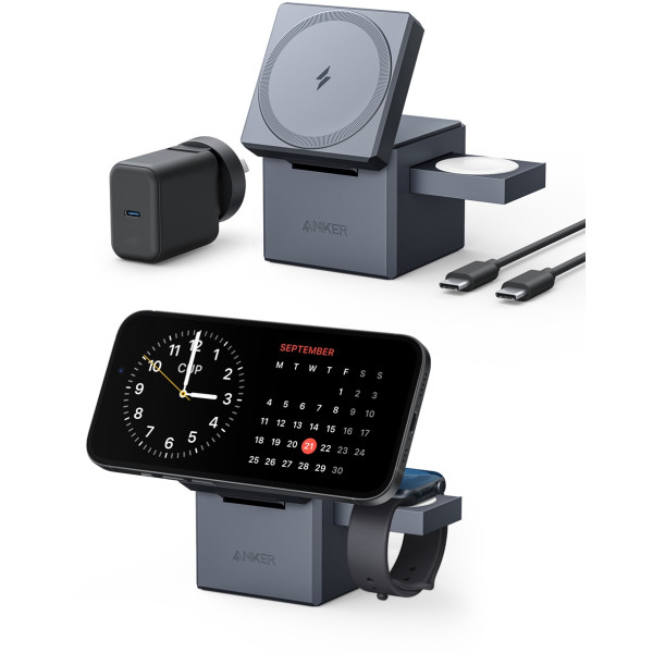 Фото - Беспроводное зарядное устройство Anker MagGo Wireless Charging Station 15W 3-in-1 Cube (Y1811G11)