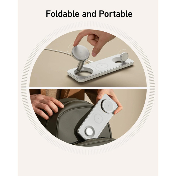 Фото - Беспроводное зарядное устройство Anker MagGo Wireless Charging Station 15W 3-in-1 Pad (B25M1321)