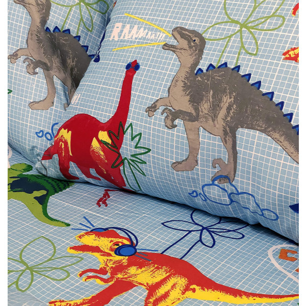 Фото - Комплект постельного белья Zastelli 14638 Динозаврики бязь 175х210 Голубой (13810)