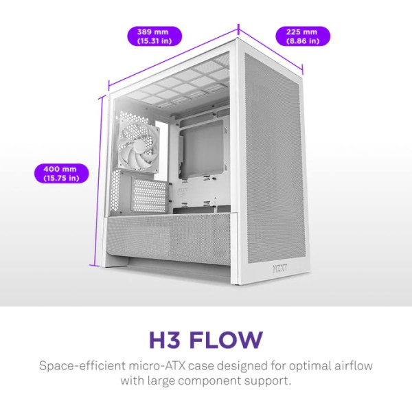 Фото - Корпус NZXT H3 Flow micro-ATX Mid-tower Case - All White (CC-H31FW-01)