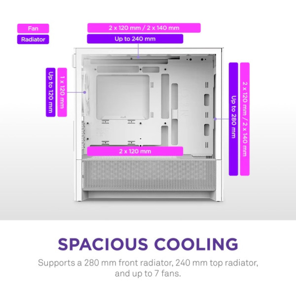 Фото - Корпус NZXT H3 Flow micro-ATX Mid-tower Case - All White (CC-H31FW-01)