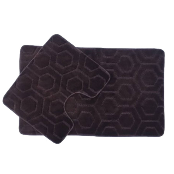 Фото - Набор ковров DarianA полипропилен Standard 60х100+60х50 см с вырезом Шоколадные соты (1000009630)