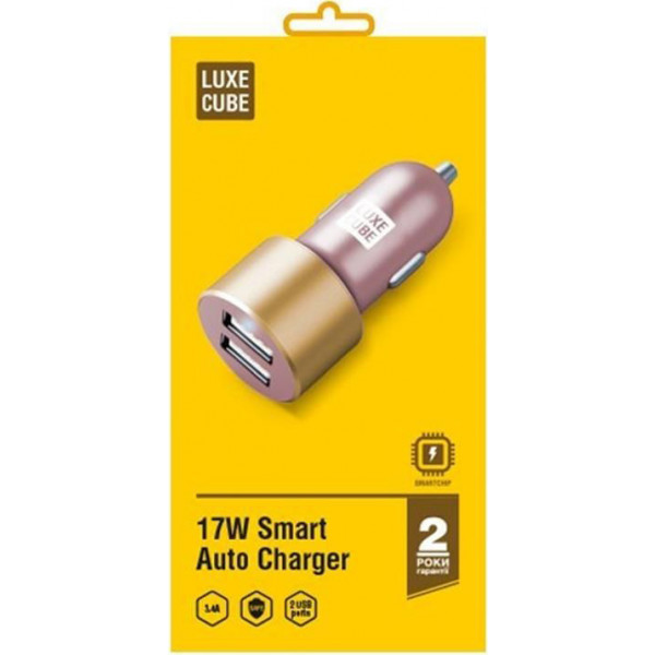 Фото - Автомобильное зарядное устройство Luxe Cube 2USB 17W Pink (8886668686228)