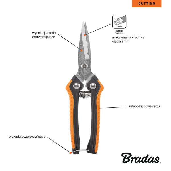 Фото - Ножницы садовые BRADAS с прямым лезвием V-SERIES-D (KT-V1037)