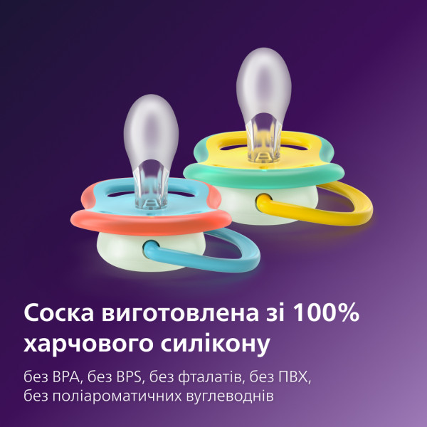 Фото - Ортодонтическая пустышка Philips Avent Ultra Air Ночная, 18+ мес. (SCF376/32)