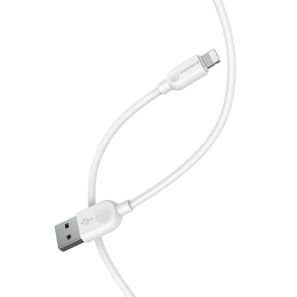 Фото - Кабель синхронизации данных BOROFONE BX14 USB to iP 2.4A, 1m White (6957531089971)