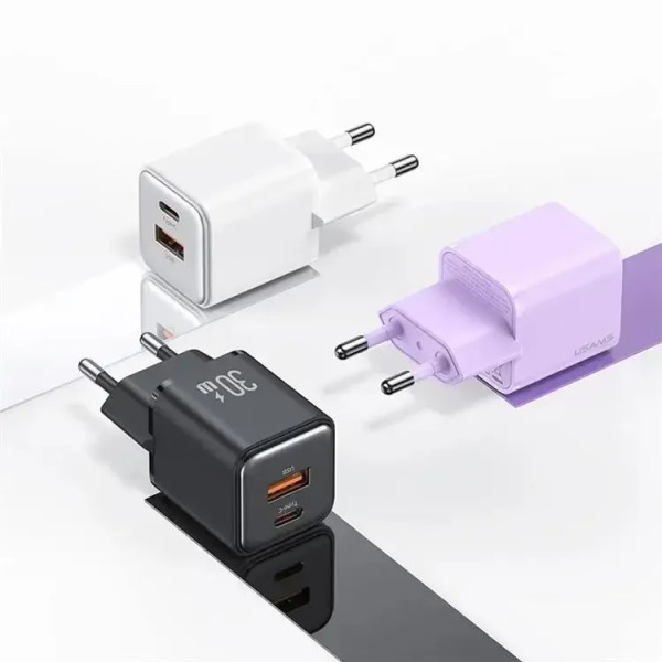 Фото - Сетевое зарядное устройство Usams US-CC189 PD30W+QC3.0 A+C Black (CC189TC01)