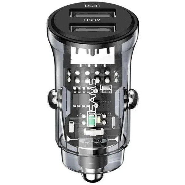 Фото - Автомобильное зарядное устройство Usams CC16215 W USB та USB Black