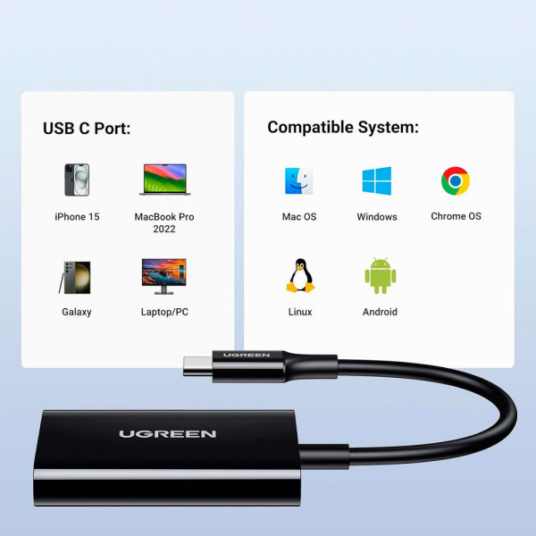 Фото - Кардридер UGREEN CM265 USB-C 3.1 Card Reader for TF/SD Black (35622)
