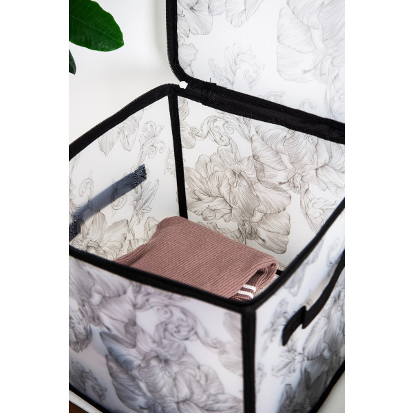 Фото - Короб для хранения Idea Home DB-22 квад. с/кр с/блеск Anthracite Flowers