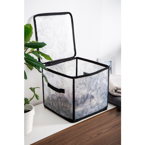 Фото - Короб для хранения Idea Home DB-22 квад. с/кр с/блеск Anthracite Flowers