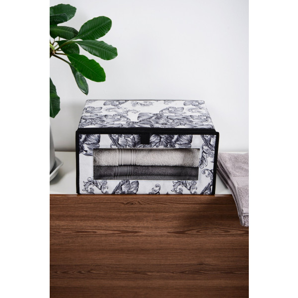 Фото - Корзина для хранения Idea Home NP-256 ткан. с/кр д/обувь Anthracite Flowers
