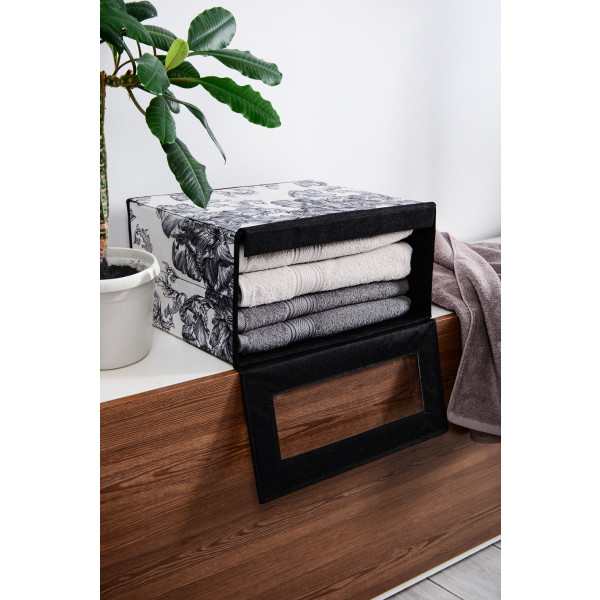 Фото - Корзина для хранения Idea Home NP-256 ткан. с/кр д/обувь Anthracite Flowers