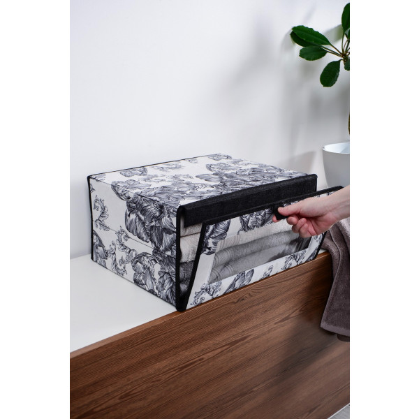 Фото - Корзина для хранения Idea Home NP-256 ткан. с/кр д/обувь Anthracite Flowers