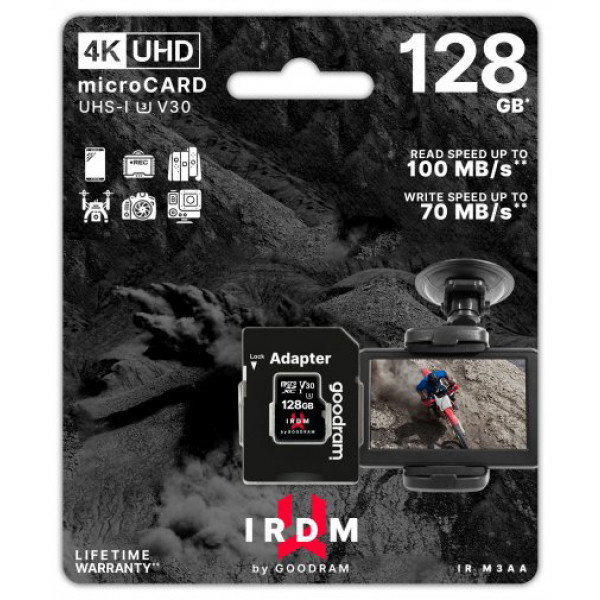 Фото - Карта памяти Goodram IRDM microSDXC 128GB UHS I U3 A2 + Adapter (IR-M2AA-1280R12)