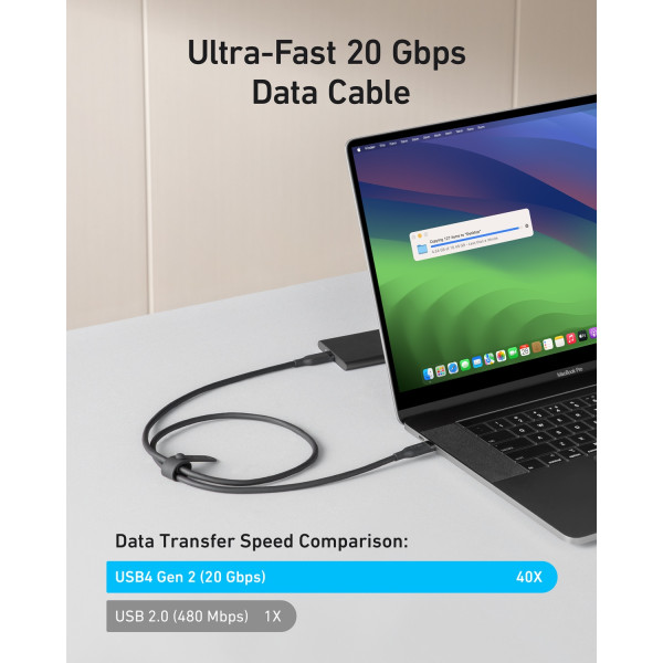 Фото - Кабель синхронизации данных Anker USB-C to USB-C - 0.9m 240W 20 Gbps 4K Video Tranfer Bio-Nylon Black (A80N1H11)
