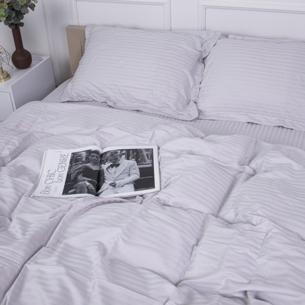 Фото - Комплект постельного белья MirSon Satin Stripe 30-0010 Light Gray 160х220 см (2200005251171)