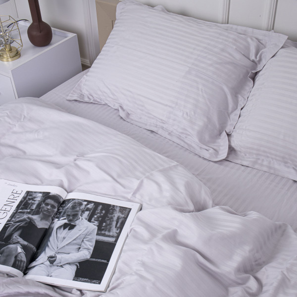 Фото - Комплект постельного белья MirSon Satin Stripe 30-0010 Light Gray 160х220 см (2200005251171)