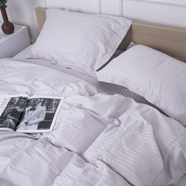 Фото - Комплект постельного белья MirSon Satin Stripe 30-0010 Light Gray 160х220 см (2200005251171)