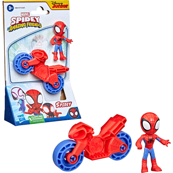 Фото - Коллекционная фигурка набор Hasbro Спайди и его удивительные друзья на байке SAF 2.5 INCH SPIDEY AND VEHICLE (F3714_F4001)