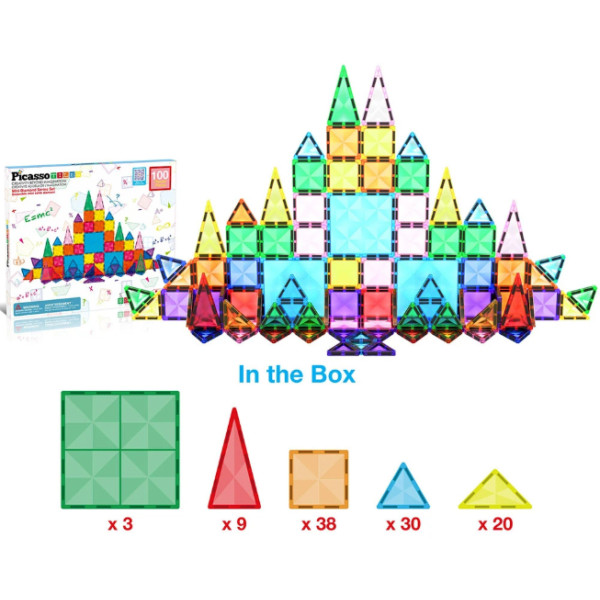 Фото - Магнитный конструктор Picasso Tiles MINI DIAMOND SERIES SET 100 деталей (22327)