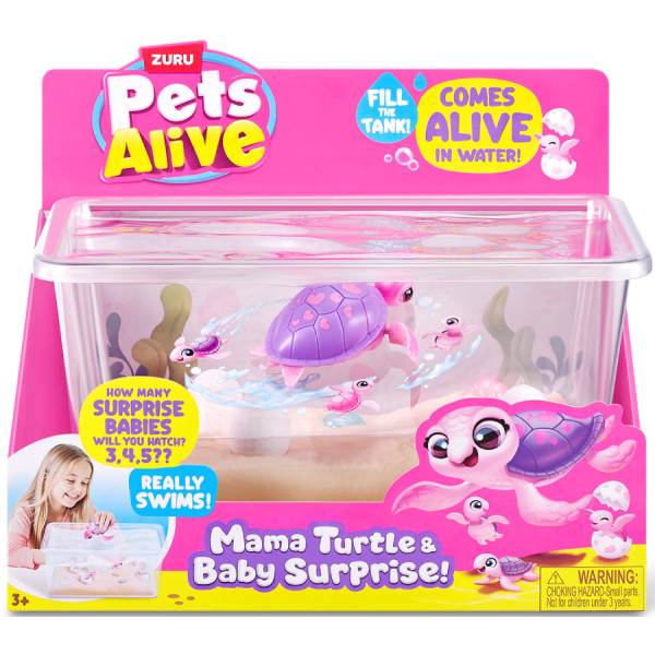 Фото - Интерактивный набор Pets & Robo Alive Mama&Baby Surprise S1 – МАМА ЧЕРЕПАХА С СЮРПРИЗОМ (9560)