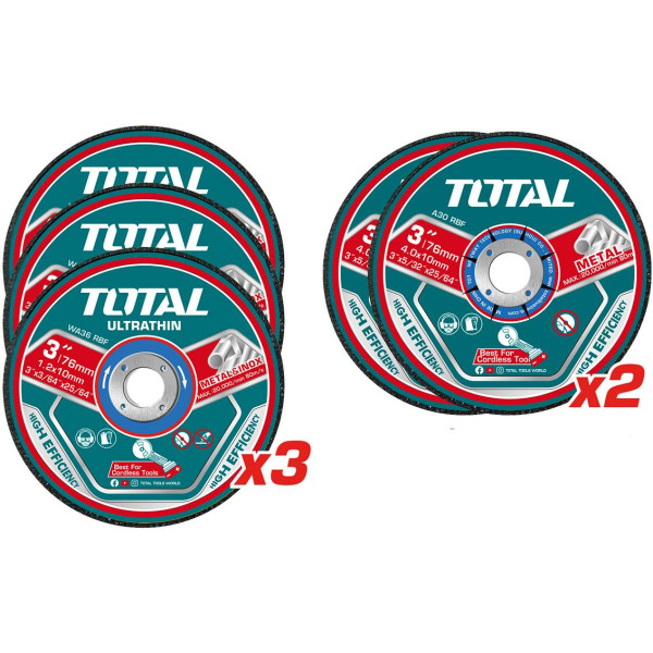 Фото - Круг отрезной по металлу Total 76х1.2х10 мм 5 шт. (TAC303768)