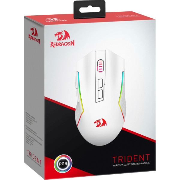 Фото - Мышь беспроводная игровая Redragon Trident BT/ RGB/,8000dpi White (71864)