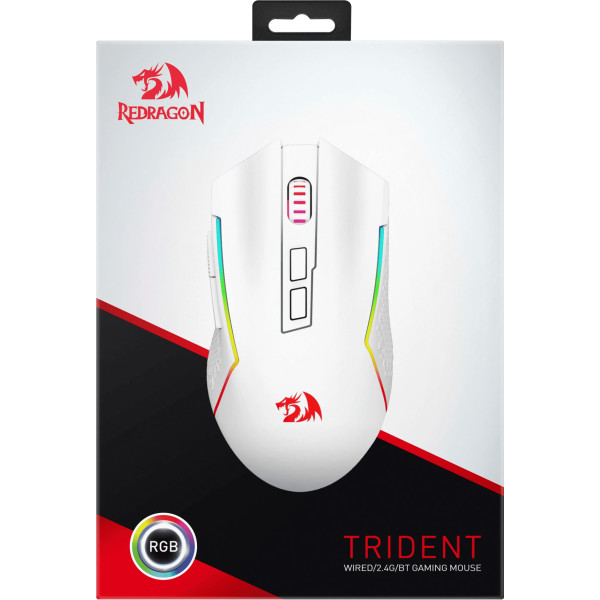 Фото - Мышь беспроводная игровая Redragon Trident BT/ RGB/,8000dpi White (71864)