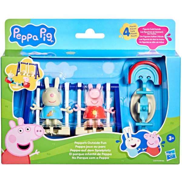 Фото - Набор игровых фигурок Peppa Pig FIGURINES серии Моменты с Пеппой – ПРИКЛЮЧЕНИЯ НА КАЧЕЛЯХ (G1857)