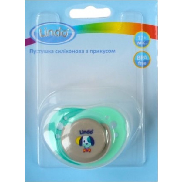 Фото - Ортодонтическая пустышка Lindo с прикусом от 12м (А 32/12+ зел)