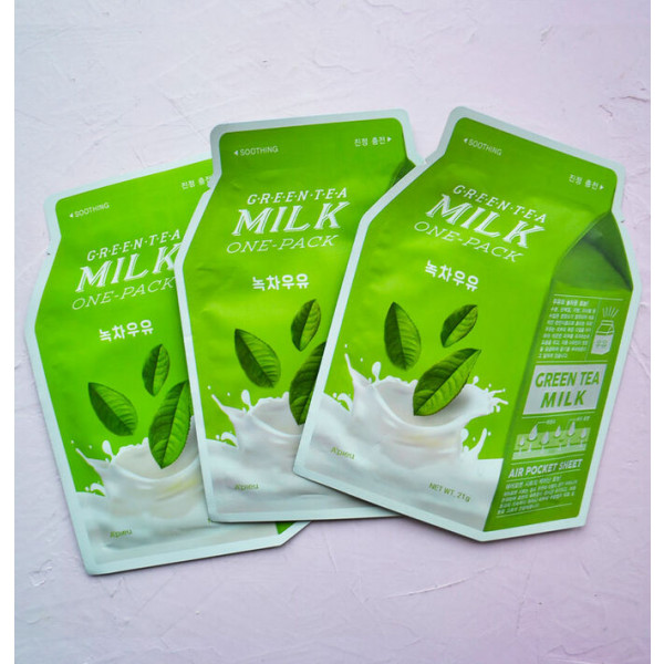 Фото - Маска для лица A'pieu Milk One-Pack с экстрактом зеленого чая 21 мл (8806185780278)