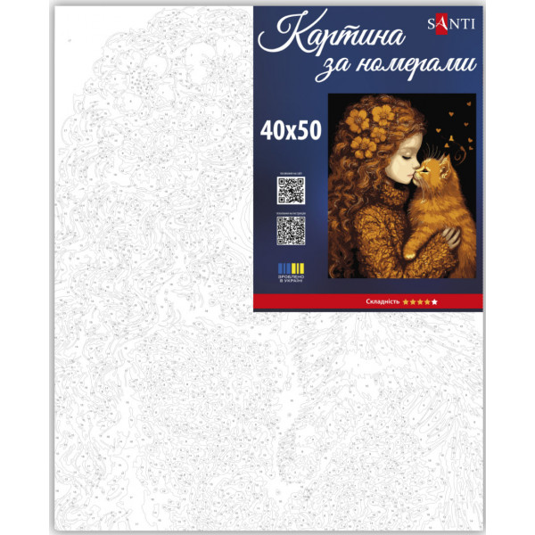 Фото - Картина по номерам Santi Девочка и котенок 40х50 см (955745)