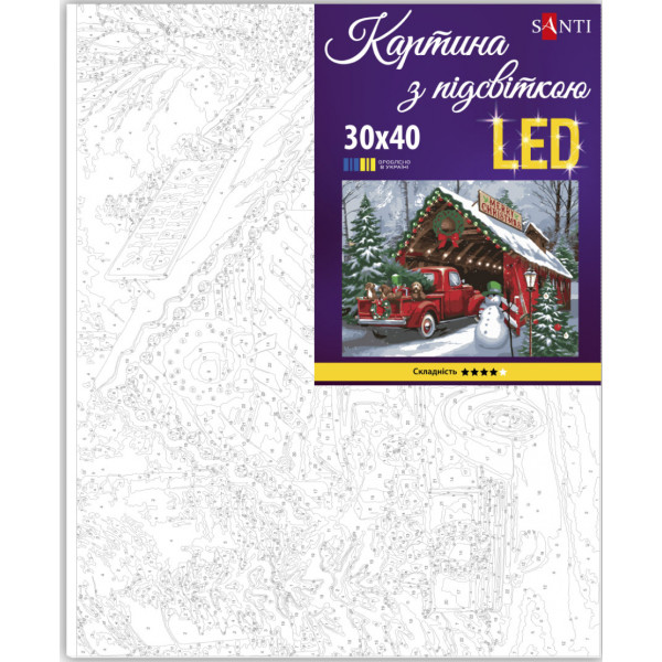 Фото - Картина по номерам Santi Рождественские праздники 30х40 см LED подсветка (956444)