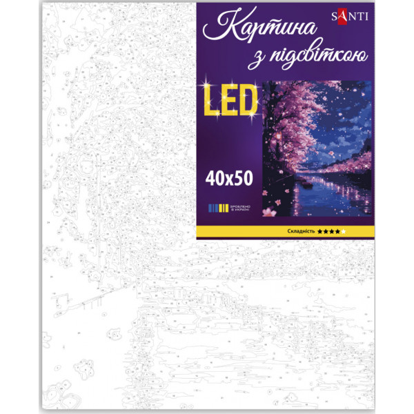 Фото - Картина по номерам Santi Цветение сакуры 40х50 см LED подсветка (956644)