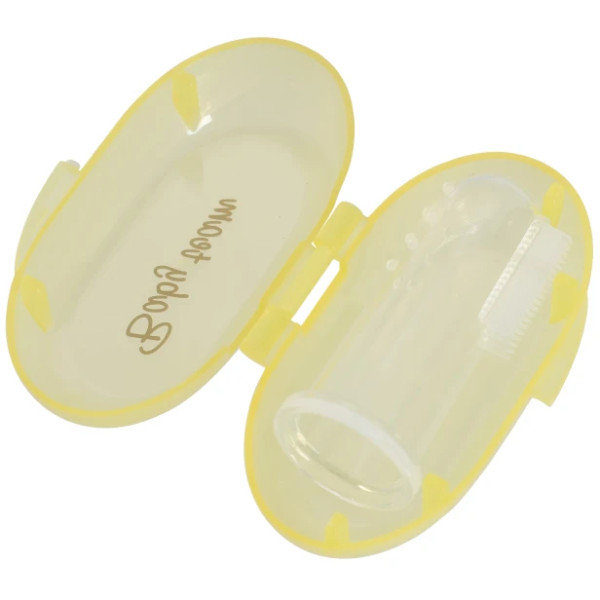 Фото - Зубная щетка мануальная детская Baby Team силиконовая с контейнером (7200_желтый)