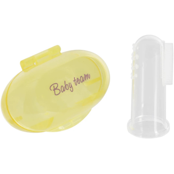 Фото - Зубная щетка мануальная детская Baby Team силиконовая с контейнером (7200_желтый)