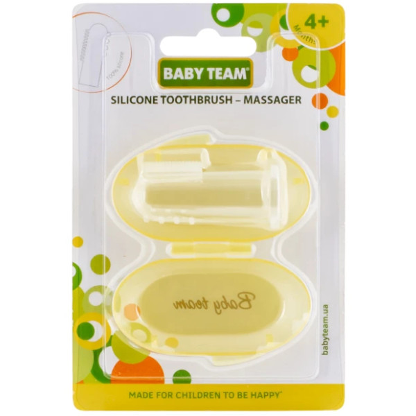 Фото - Зубная щетка мануальная детская Baby Team силиконовая с контейнером (7200_желтый)
