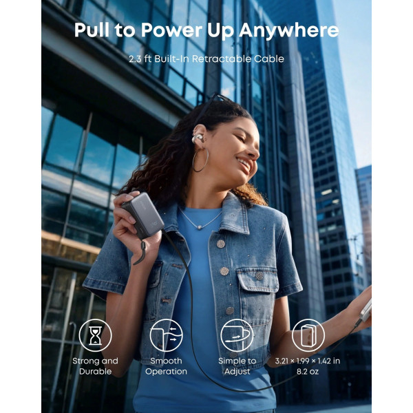 Фото - Батарея мобильная Anker Nano - 10000 mAh 45W Built-In USB-C Cable Black (A1638H11)