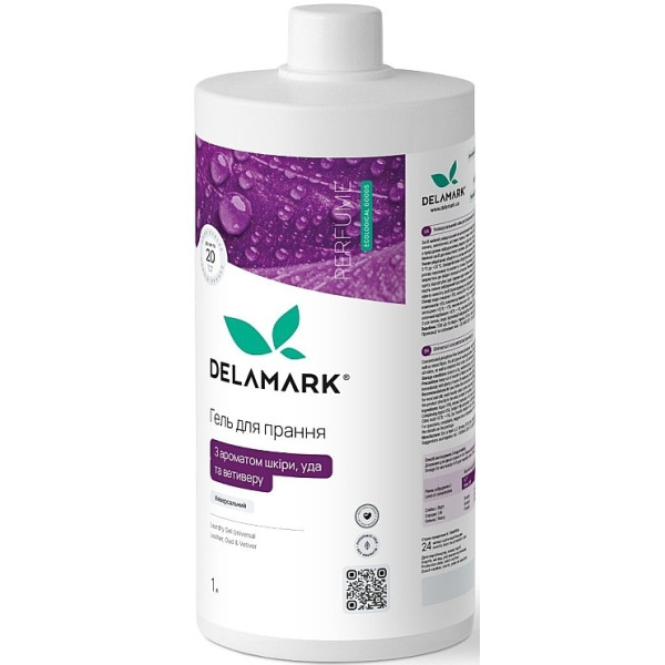 Фото - Гель для стирки DeLaMark с ароматом кожи, уда и ветивера 1 л (4820152333971)