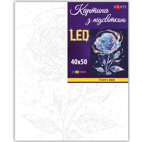Фото - Картина по номерам Santi Блестящая роза 40х50 см LED подсветка (956647)