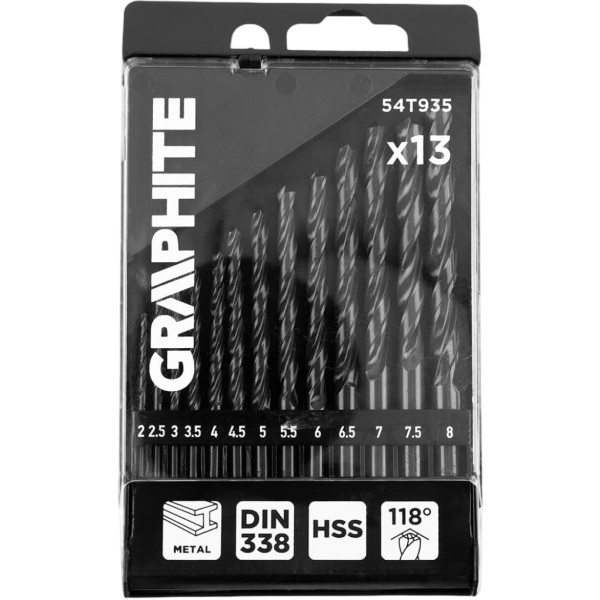 Фото - Набор сверл GRAPHITE HSS 2-8 мм 13 шт. (54T935)