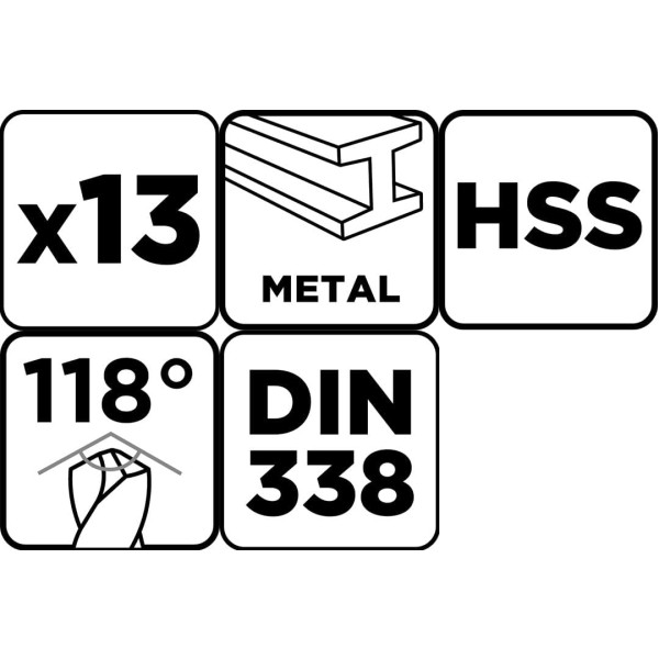 Фото - Набор сверл GRAPHITE HSS 2-8 мм 13 шт. (54T935)