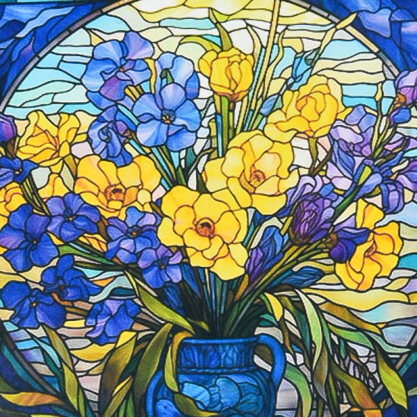 Фото - Алмазная живопись Strateg Витражные цветы 30х30 см (DEEX16280)