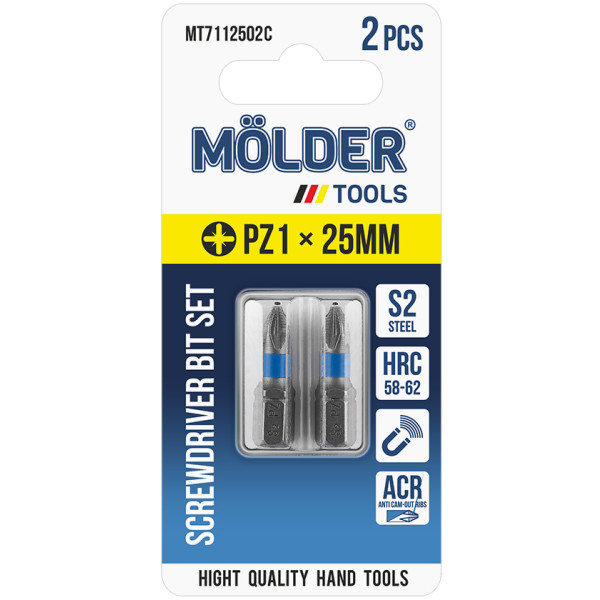 Фото - Набор бит для отвертки Molder PZ1x25 мм 2 шт. (MT7112502C)